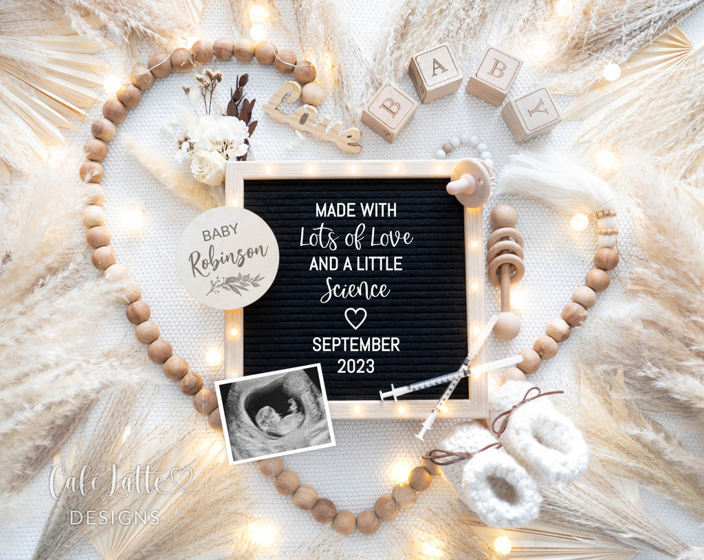 IVF Pregnancy announcement digital, IVF baby announcement digital, IVF pregnancy announcement editable template DIY, Baby announcement digital for social media, Announcement for grandparent, made with lots of love and a little science