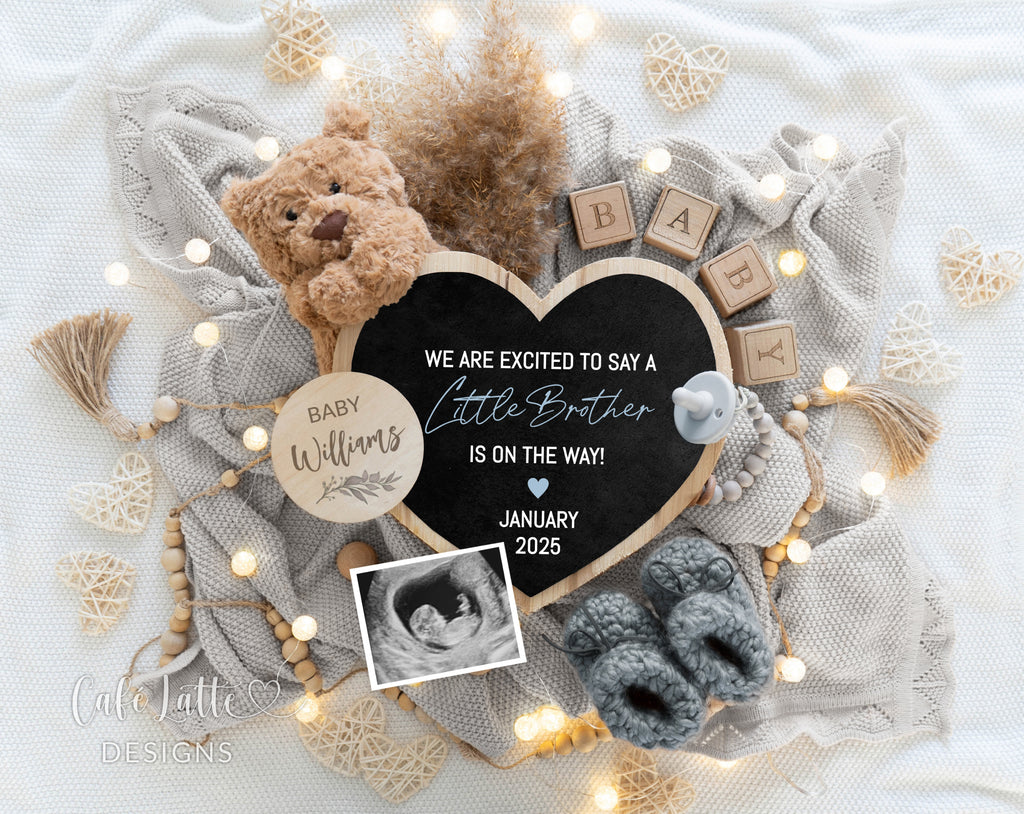 Boy gender reveal pregnancy announcement digital, Boy gender reveal announcement to husband, Its a boy template, Gender reveal grandparents, Pregnancy reveal, Gender reveal gift, Boy bear pampas heart board blue, A little brother is on the way